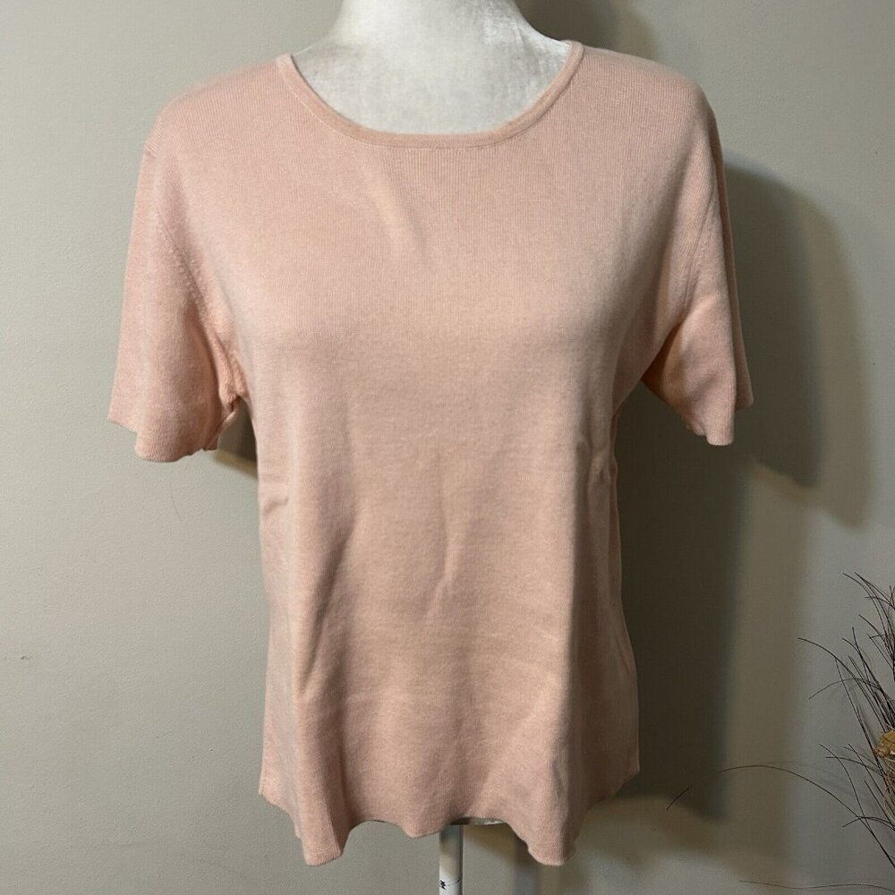 Wasserman Women Sweater Short Sleeve 100% Cotton Dusty Pink Lightweight Size XL